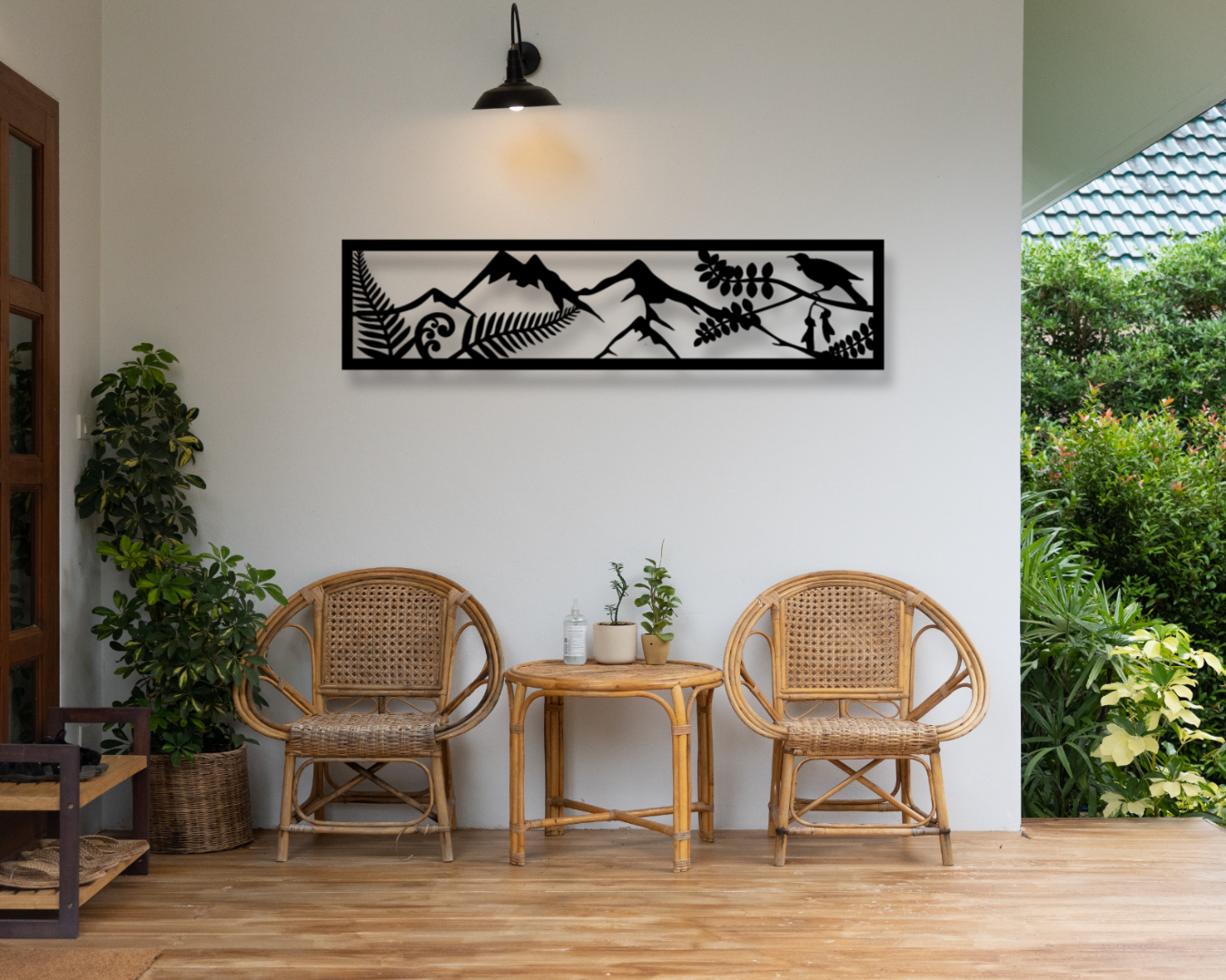 NZ Theme Scene Mountains Outdoor Wall Art Panel - Hollow Cut