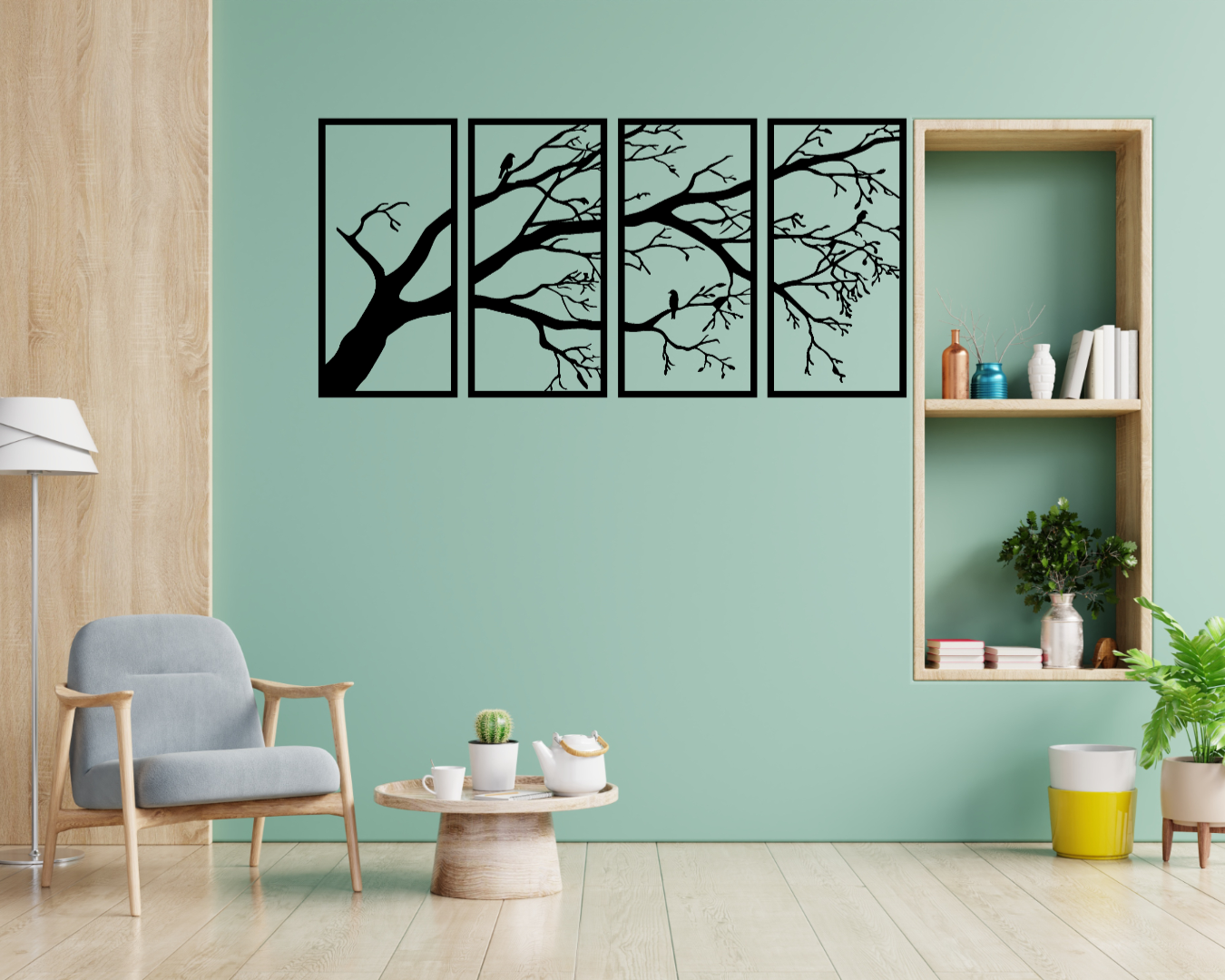 Birds in Tree - 4 Panel Wall Decal