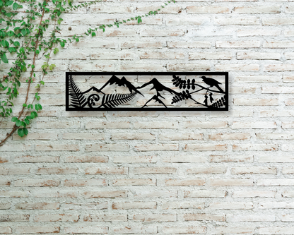 NZ Kaupapa Scene Mountains Outdoor Wall Art Panel - Hollow Cut