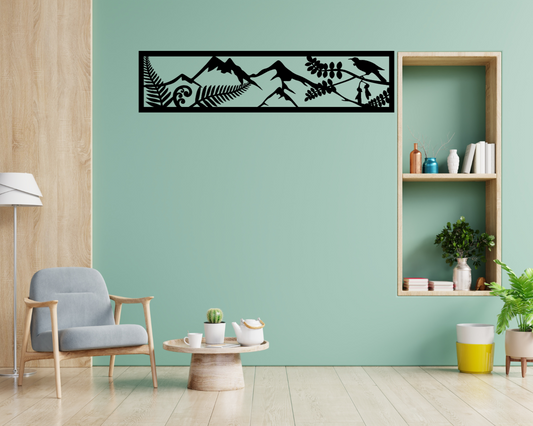 NZ Mountain Scene Panel Wall Decal