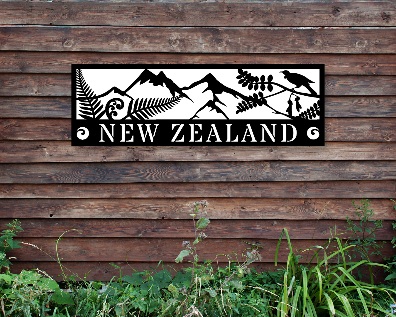 NZ Theme Scene Mountains With Text Paepae Toi Taiepa waho - Taipitopito Tae