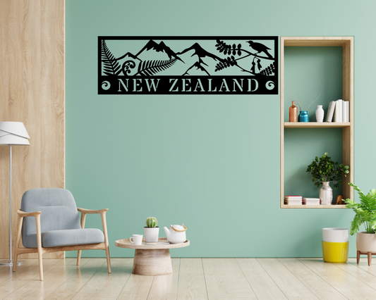 NZ Mountain Scene With Text Wall Decal