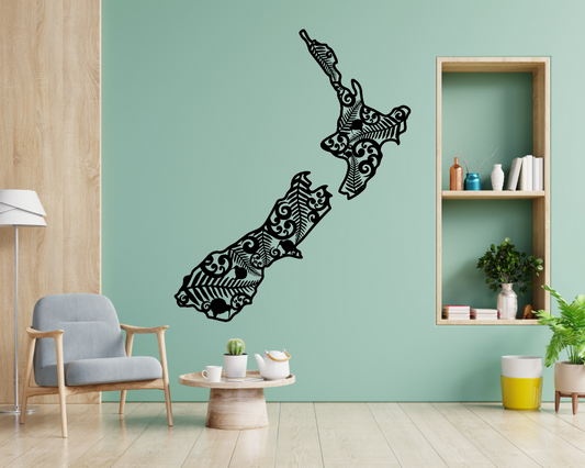 Nz Map Koru and Fern Wall Decal