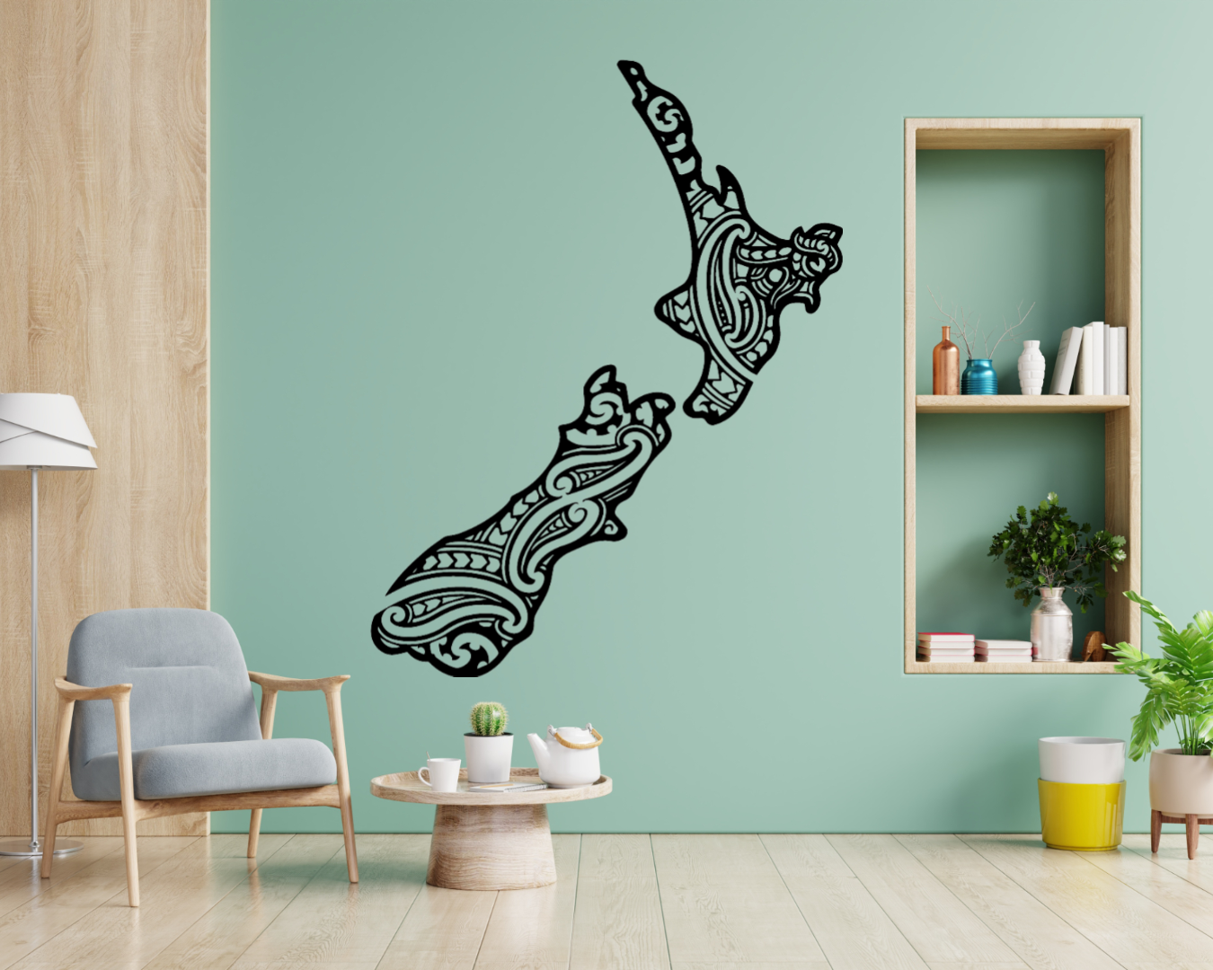 NZ Map Tribal Pattern Wall Decal